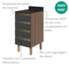 Balcão Com Tampo 4 Gavetas MDF 40 cm Kali 1641022 Carvalho TOQ Chumbo Nicioli
