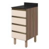 Balcão Com Tampo 4 Gavetas MDF 40 cm Kali 1641022 Carvalho TOQ Off White Nicioli