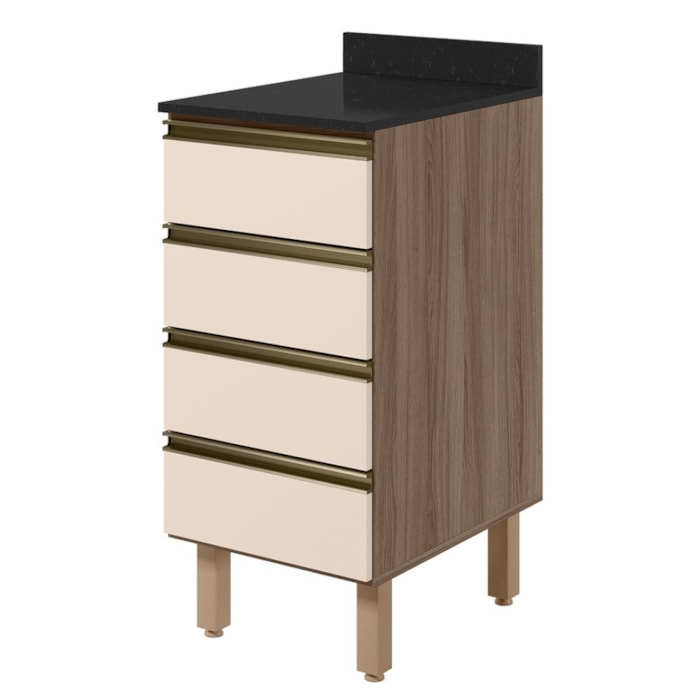 Balcão Com Tampo 4 Gavetas MDF 40 cm Kali 1641022 Carvalho TOQ Off White Nicioli