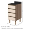Balcão Com Tampo 4 Gavetas MDF 40 cm Kali 1641022 Carvalho TOQ Off White Nicioli