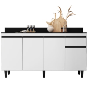 Balcao Com Tampo 4 Portas 1 Gaveta 160 cm Grecia Branco RUDK