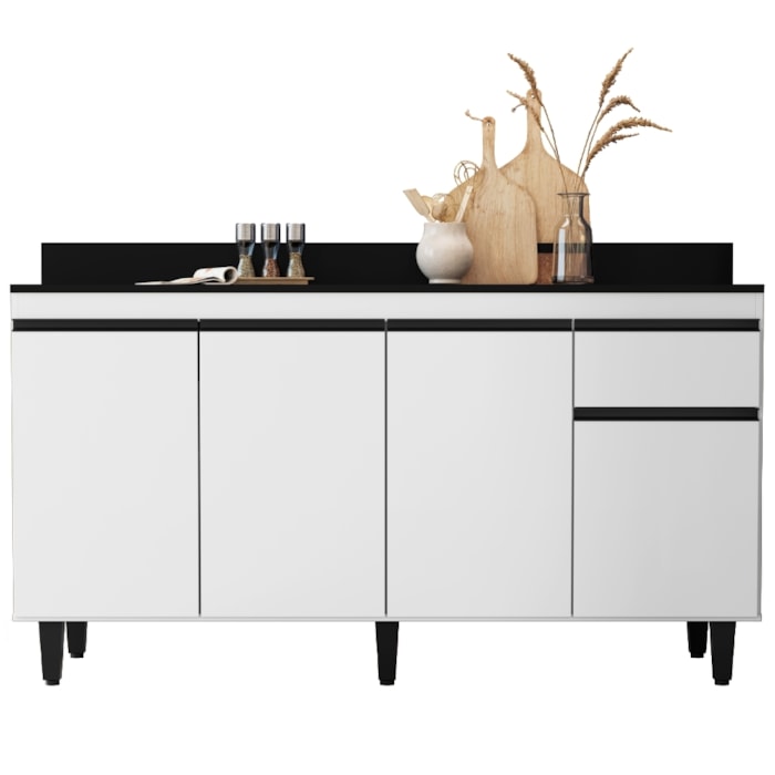 Balcao Com Tampo 4 Portas 1 Gaveta 160 cm Grecia Branco RUDK