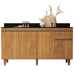 Balcao Com Tampo 4 Portas 1 Gaveta 160 cm Grecia Cedro RUDK