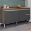Balcao Com Tampo 4 Portas 2 Gavetas 150 cm BP Ayla Freijo Grafite Eratto Moveis
