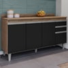 Balcao Com Tampo 4 Portas 2 Gavetas 150 cm BP Ayla Freijo Preto Eratto Moveis