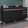 Balcao Com Tampo 4 Portas 2 Gavetas 150 cm BP Ayla Preto Eratto Moveis