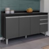 Balcao Com Tampo 4 Portas 2 Gavetas 150 cm BP Ayla Preto Grafite Eratto Moveis