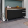 Balcao Com Tampo 4 Portas 2 Gavetas 160 cm BP Lorena Freijo Preto Eratto Moveis