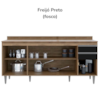 Balcao Com Tampo 4 Portas 2 Gavetas 180 cm BP Agatha Freijo Preto Eratto Moveis