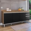 Balcao Com Tampo 4 Portas 2 Gavetas 180 cm BP Agatha Freijo Preto Eratto Moveis