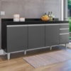 Balcao Com Tampo 4 Portas 2 Gavetas 180 cm BP Agatha Preto Grafite Eratto Moveis