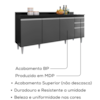 Balcao Com Tampo 4 Portas 2 Gavetas 180 cm BP Agatha Preto Grafite Eratto Moveis