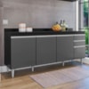 Balcao Com Tampo 4 Portas 2 Gavetas 180 cm BP Agatha Preto Grafite Eratto Moveis