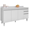 Balcao Com Tampo 4 Portas 2 Gavetas BP Ayla 150 cm Branco Eratto Moveis
