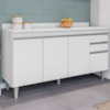 Balcao Com Tampo 4 Portas 2 Gavetas BP Ayla 150 cm Branco Eratto Moveis