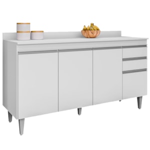Balcao Com Tampo 4 Portas 2 Gavetas Lorena BP 160 cm Branco Eratto Moveis