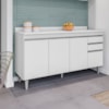 Balcao Com Tampo 4 Portas 2 Gavetas Lorena BP 160 cm Branco Eratto Moveis