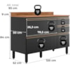 Balcao Com Tampo 4G 1P 120 cm MDF Proenca Nogueira Carbono Prime Demartez