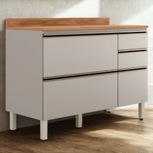 Balcao Com Tampo 4G 1P 120 cm MDF Proenca Nogueira Nude Prime Demartez