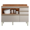 Balcao Com Tampo 4G 1P 120 cm MDF Proenca Nogueira Nude Prime Demartez