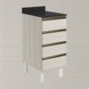 Balcao Com Tampo 4G 40 cm MDF Kali 16410 Bianco Toq Bianco Toq Nicioli