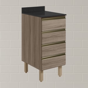 Balcao Com Tampo 4G 40 cm MDF Kali 16410 Carvalho Toq Carvalho Toq Nicioli
