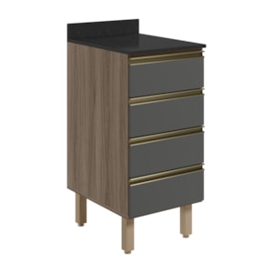 Balcao Com Tampo 4G 40 cm MDF Kali 16410 Carvalho Toq Chumbo Nicioli Balcao Com Tampo 4G 40 cm MDF Kali 16410 Carvalho Toq Chumbo Nicioli