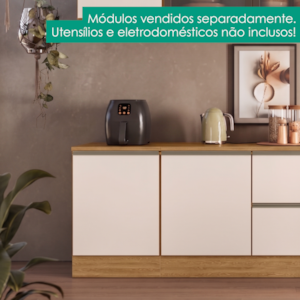 Balcao Com Tampo 58 cm 1 Porta Etna Carvalho Oak Off White POLIMAN