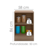 Balcao Com Tampo 58 cm 1 Porta Etna Carvalho Oak Off White POLIMAN