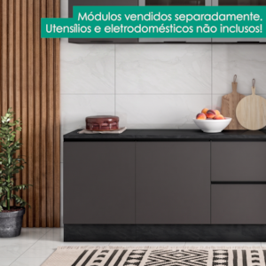 Balcao Com Tampo 58 cm 1 Porta Etna Grafite POLIMAN
