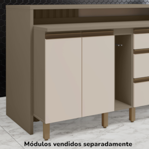 Balcao Com Tampo 60 cm 2 Portas Connect Duna Cristal Henn