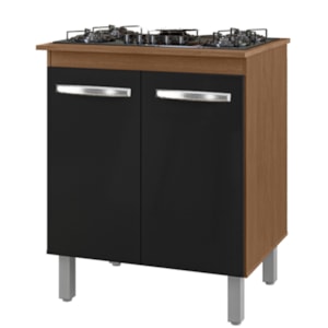 Balcao Com Tampo 75 cm Para Cooktop 5 Bocas 9255 Savana Preto Mobbs