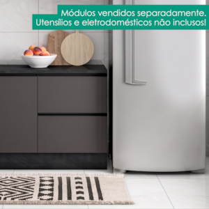 Balcao Com Tampo 80 cm 1 Porta 1 Gaveta Etna Grafite POLIMAN