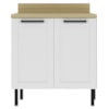 Balcão Com Tampo 80 cm 2 Portas MDF Branco Tecno Mobili