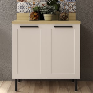 Balcão Com Tampo 80 cm 2 Portas MDF Branco Tecno Mobili