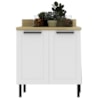 Balcão Com Tampo 80 cm 2 Portas MDF Branco Tecno Mobili