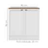 Balcao Com Tampo 80 cm 2 Portas Unna Branco Carvalho Oak Poliman