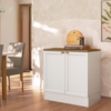 Balcao Com Tampo 80 cm 2 Portas Unna Branco Carvalho Oak Poliman