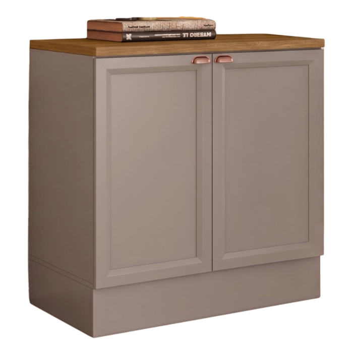 Balcao Com Tampo 80 cm 2 Portas Unna Gris Carvalho Oak Poliman