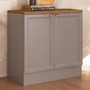 Balcao Com Tampo 80 cm 2 Portas Unna Gris Carvalho Oak Poliman
