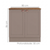 Balcao Com Tampo 80 cm 2 Portas Unna Gris Carvalho Oak Poliman