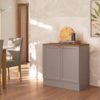 Balcao Com Tampo 80 cm 2 Portas Unna Gris Carvalho Oak Poliman