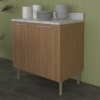 Balcão Com Tampo 80 cm 2P MDP Marmore Branco Freijo Tecno Mobili