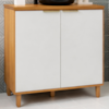 Balcao Com Tampo Banheiro 2 Portas 80 cm MDF Bari Freijo Off Acetinado POLIMAN