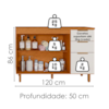 Balcao Com Tampo Banheiro 3 Portas 2 Gavetas 120 cm MDF Bari Freijo Off Acetinado POLIMAN