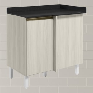 Balcao Com Tampo Canto Reto MDF Kali 12227 Bianco Toq Bianco Toq Nicioli