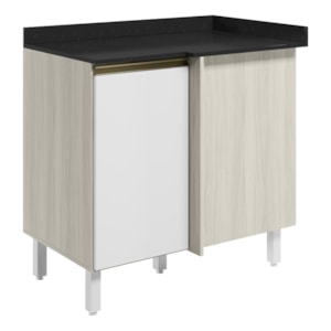 Balcao Com Tampo Canto Reto MDF Kali 12227 Bianco Toq Branco Uv Nicioli