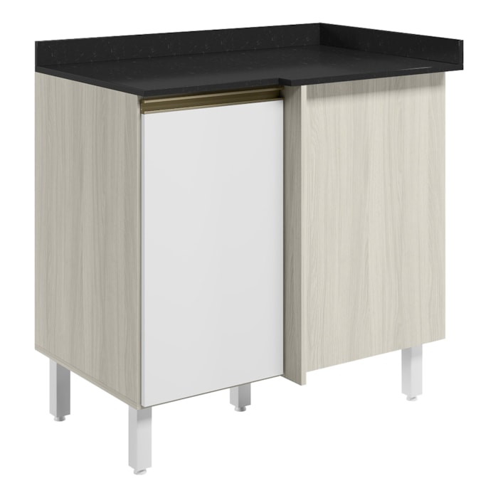 Balcao Com Tampo Canto Reto MDF Kali 12227 Bianco Toq Branco Uv Nicioli