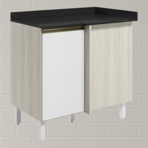 Balcao Com Tampo Canto Reto MDF Kali 12227 Bianco Toq Branco Uv Nicioli