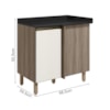 Balcao Com Tampo Canto Reto MDF Kali 12227 Carvalho Toq Off White Cetim Nicioli